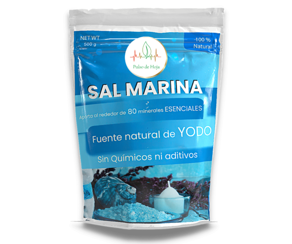 Sal marina natural sin refinar de 500g. Rica en minerales esenciales para tu cuerpo.