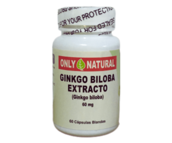 Compra Ginkgo Biloba Extracto 60mg en cápsulas blandas. Mejora la memoria, concentración y circulación cerebral de forma natural. Disponible en Pulso de Hoja.