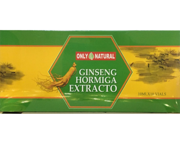 El Ginseng Hormiga, científicamente conocido como Polyrhachis vicina Roger, es una especie de hormiga que ha sido utilizada en la medicina tradicional china y en otras culturas asiáticas por sus propiedades tónicas y adaptógenas, similares a las del ginseng botánico. El producto Ginseng Hormiga Extracto 10ml x 10 Viales de Only Natural se presenta en una forma concentrada para potenciar sus efectos.