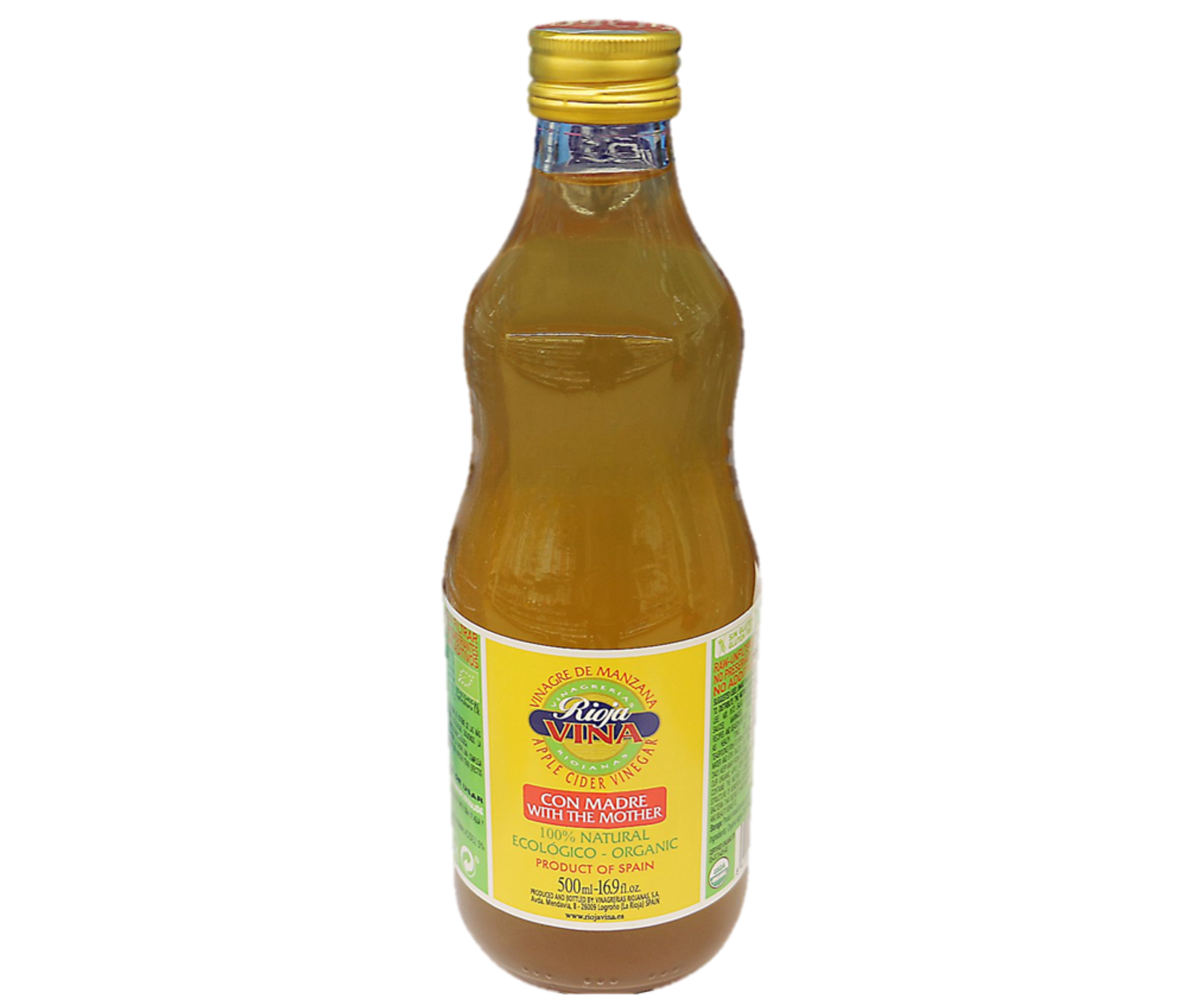 El Vinagre de Manzana (VM) ha sido valorado durante siglos por sus múltiples propiedades. La presentación de Rioja Vina de 500 ml y 100% natural es un producto de alta calidad, probablemente sin pasteurizar y con "la madre" (una sustancia turbia compuesta por bacterias beneficiosas y enzimas), lo que maximiza sus beneficios.